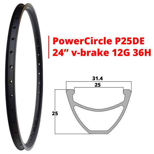 Обод v-brake PowerCircle P25D c пистонами 12G 20"